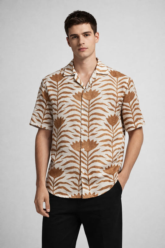 Brown Floral Print Shirt