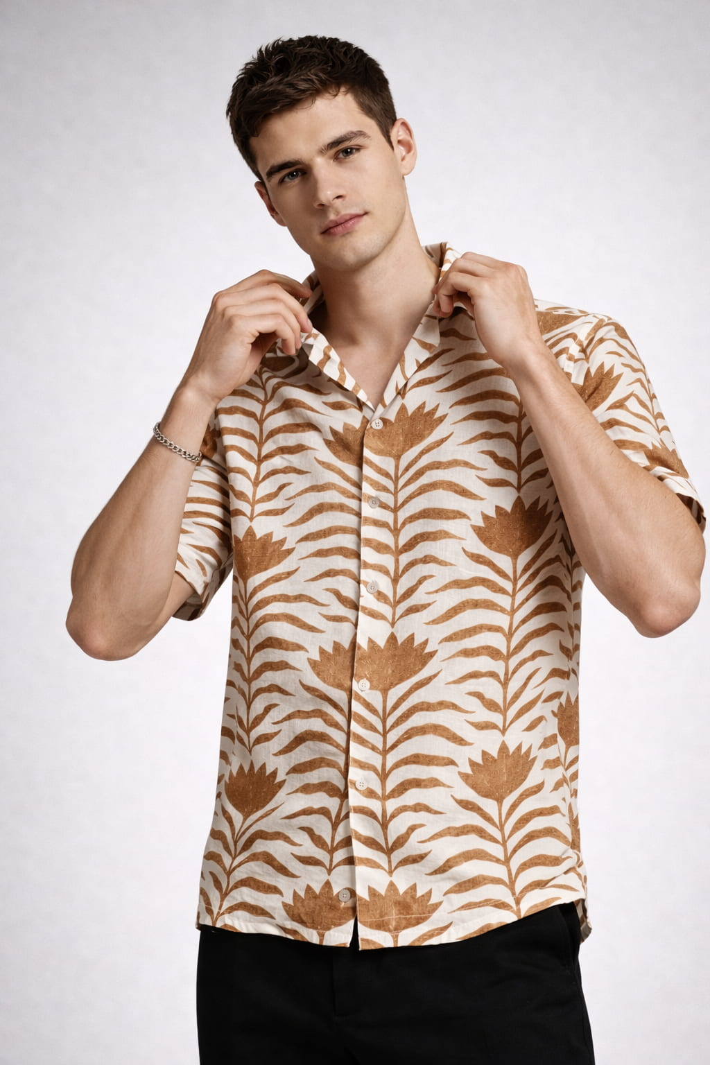 Brown Floral Print Shirt