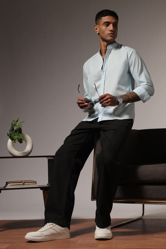 sky blue shirt