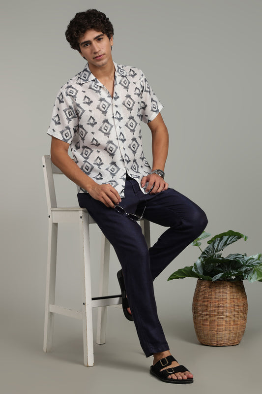 white printed shirt