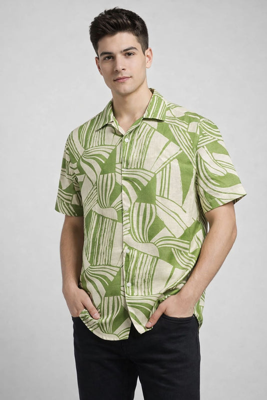 Green Abstract Print Shirt