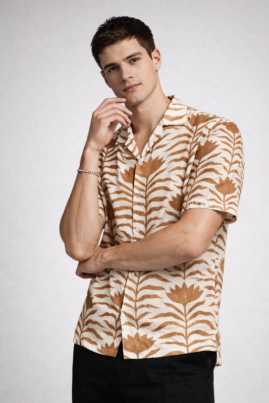 Brown Floral Print Shirt