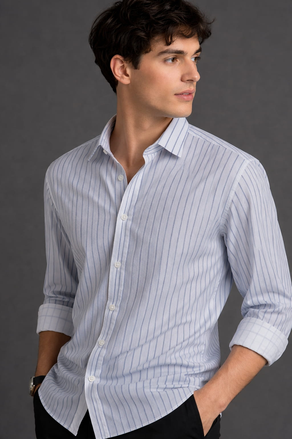 Classic Blue Striped Full Sleeve Shirt