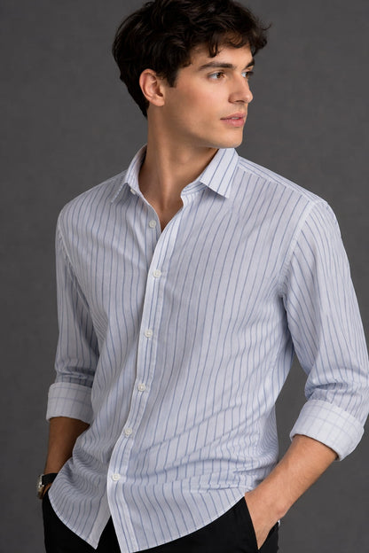 Classic Blue Striped Full Sleeve Shirt