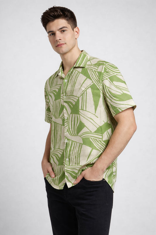 Green Abstract Print Shirt