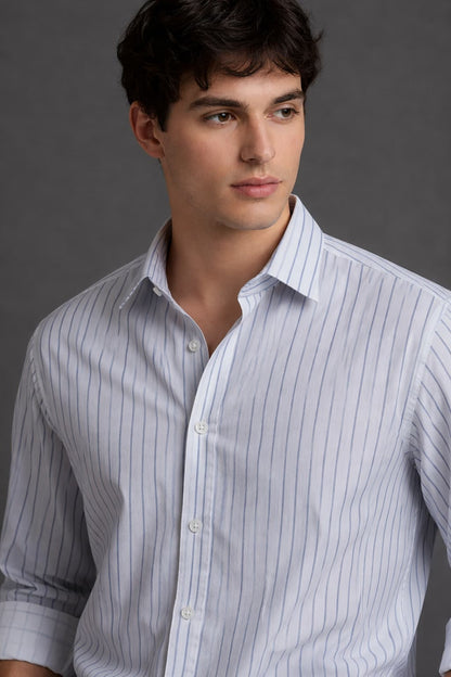 Classic Blue Striped Full Sleeve Shirt