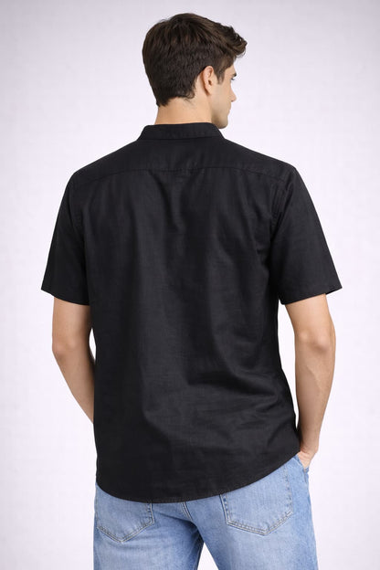 Black Mandarin Collar Short Kurta