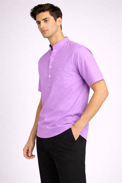 Lavender Mandarin Collar Short Kurta