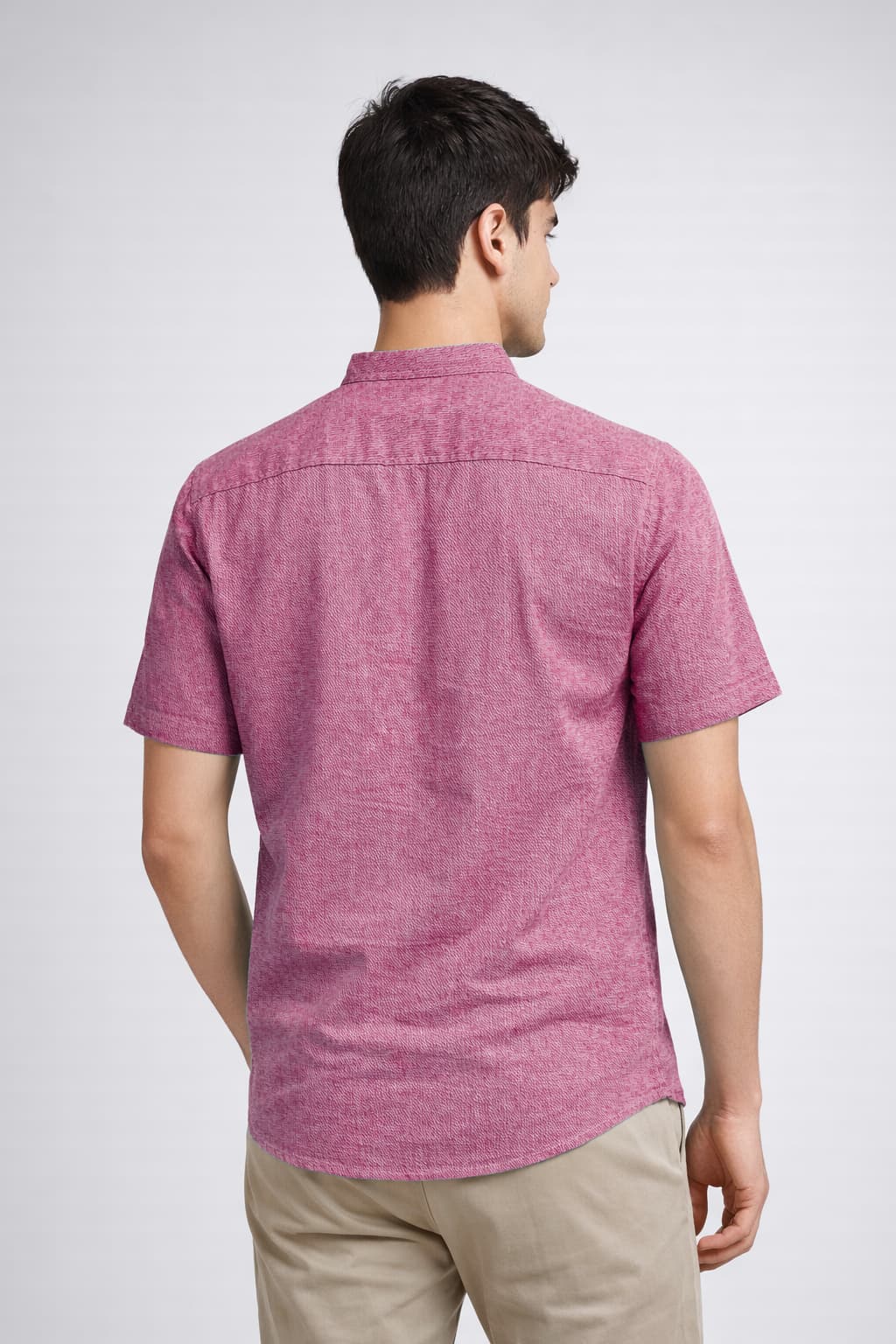 Men’s Dusty Melon Mandarin Collar Cotton Shirt