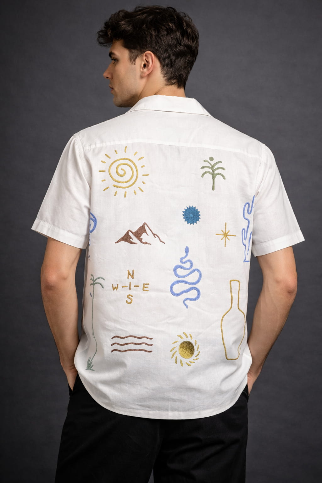 Ivory Wanderlust Print Panel Shirt