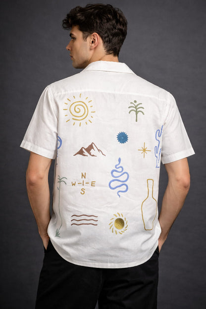Ivory Wanderlust Print Panel Shirt