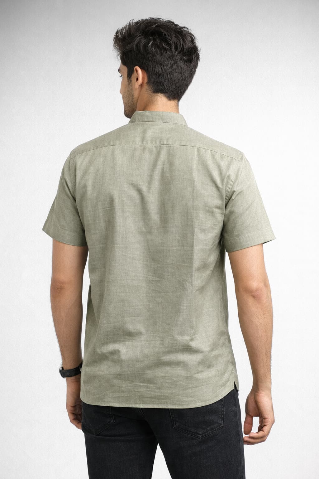 Olive Mandarin Collar Short Kurta