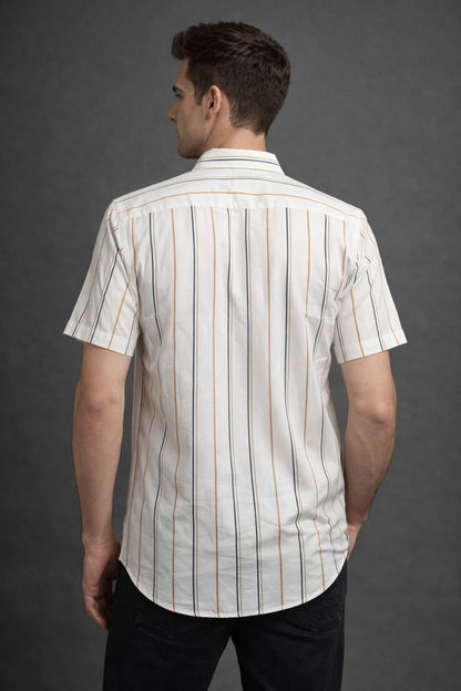Men’s Off White Multi Stripe Cotton Shirt