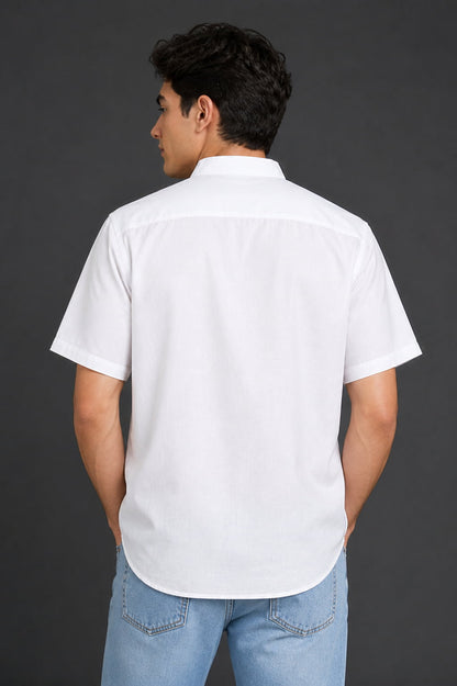 White Mandarin Collar Cotton Short Kurta Shirt