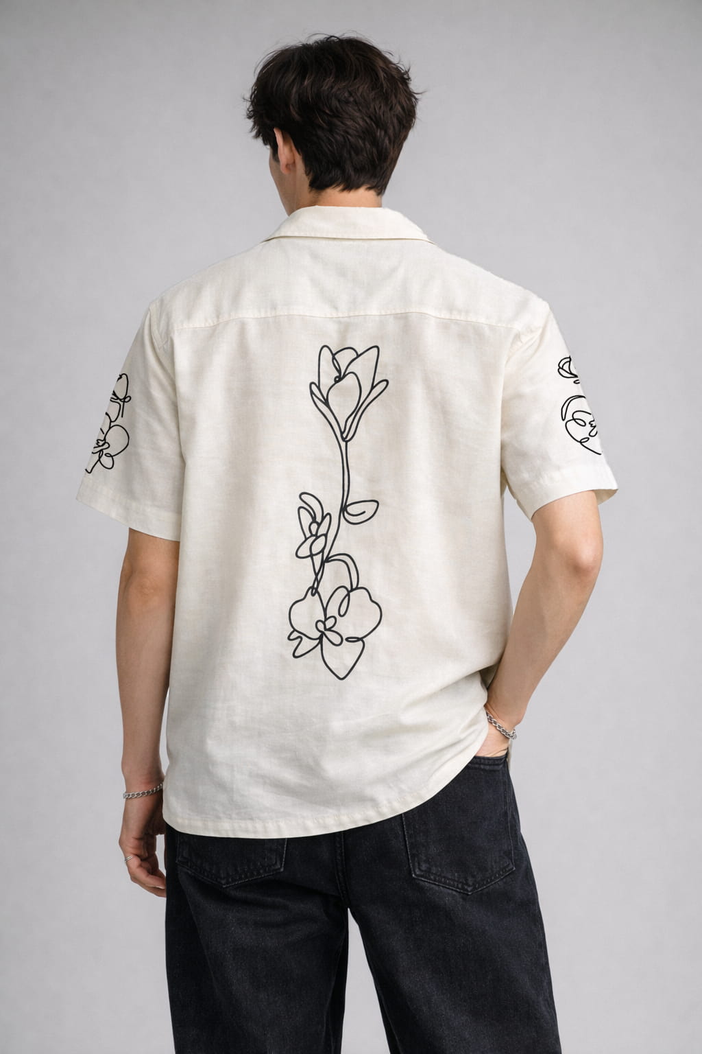 Off-White Abstract Floral Panel Shirt