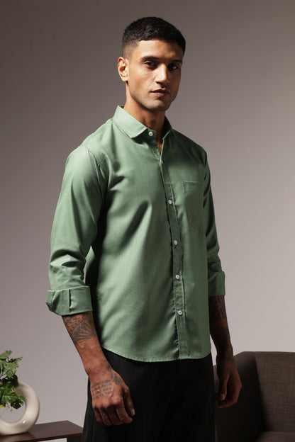 Green Solid Plain Shirt