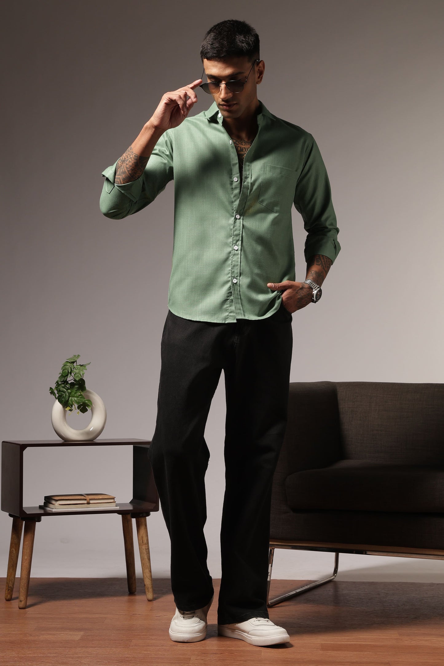 sage Green Plain Shirt