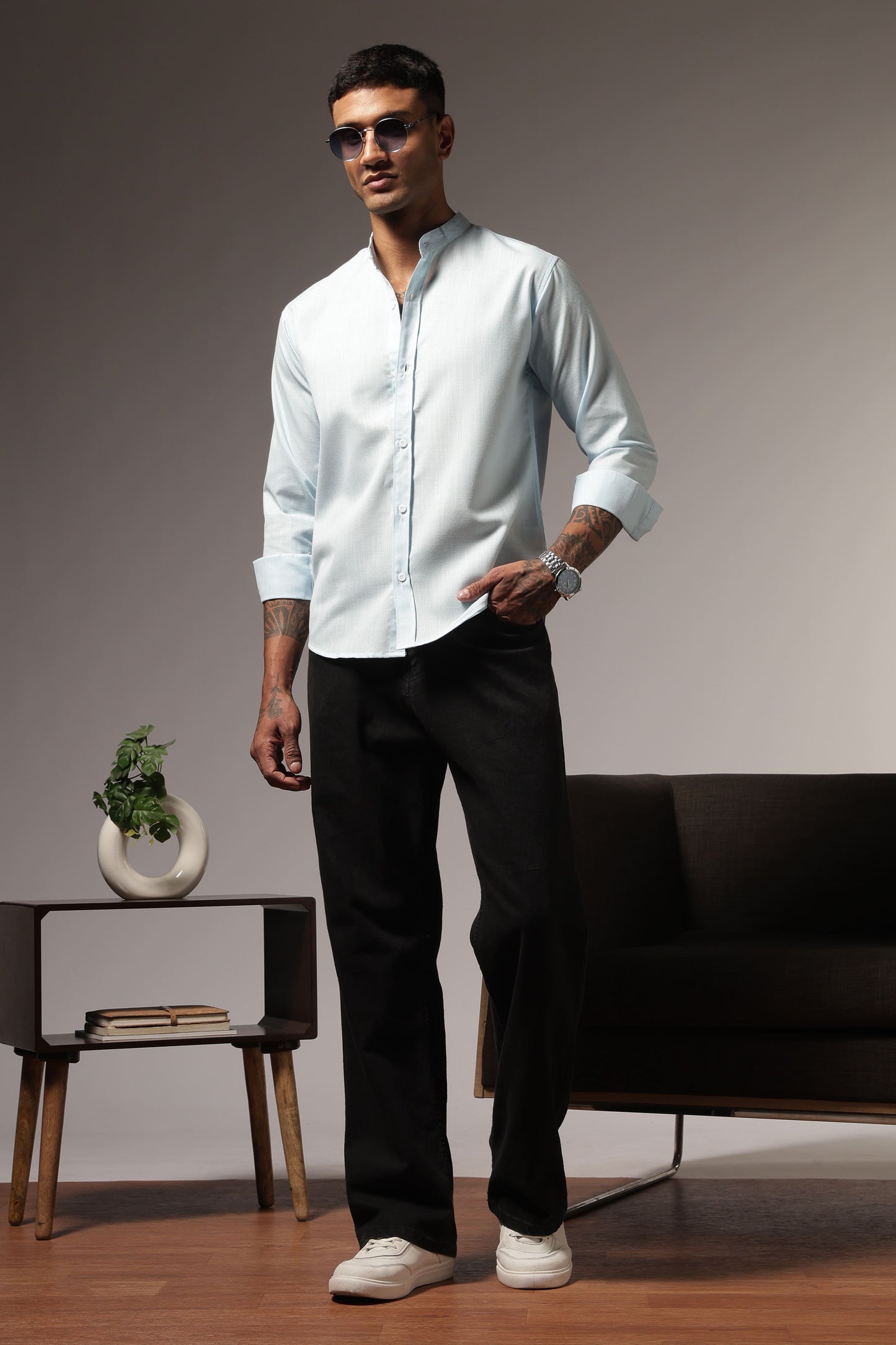 sky blue plain shirt