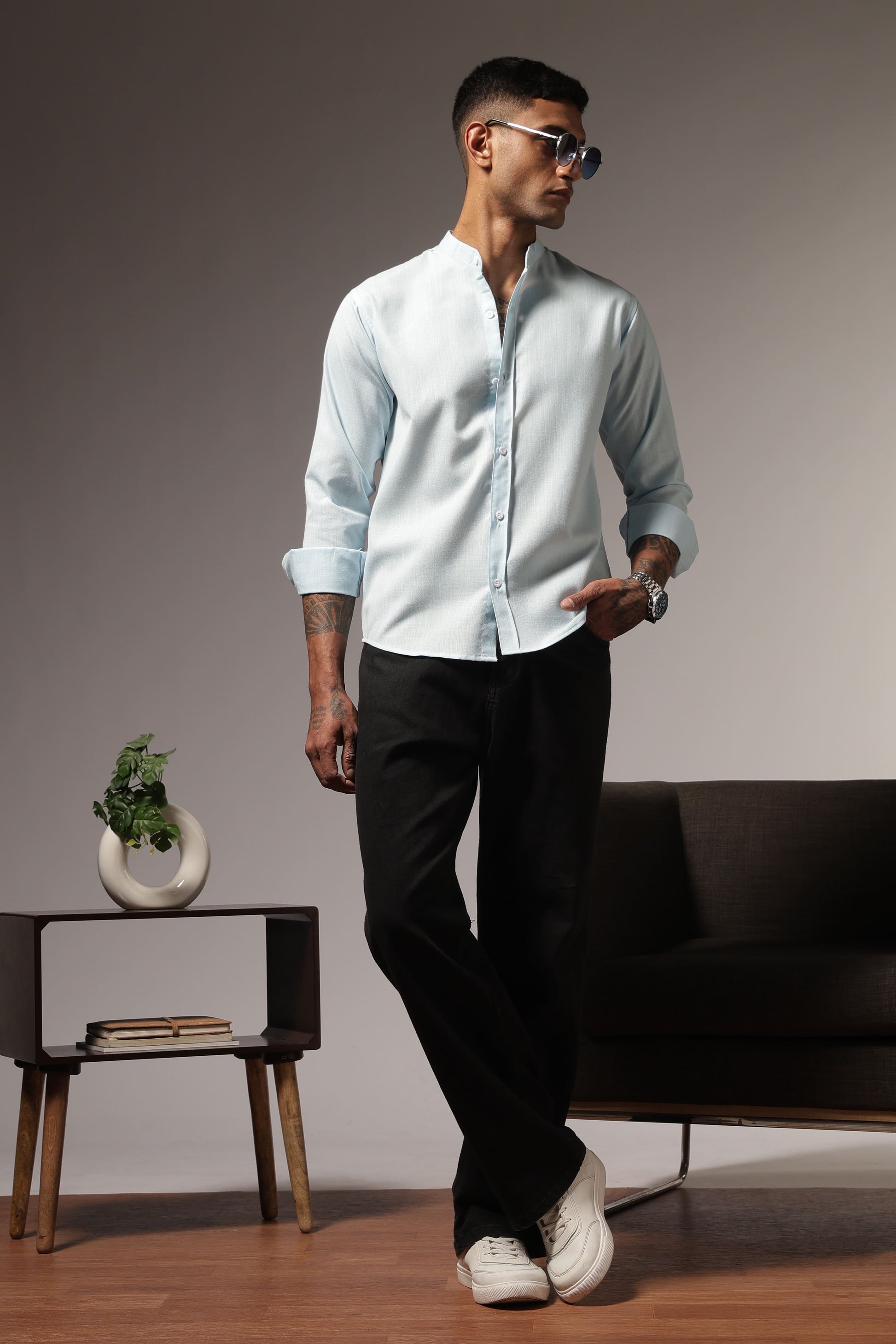 sky blue shirt