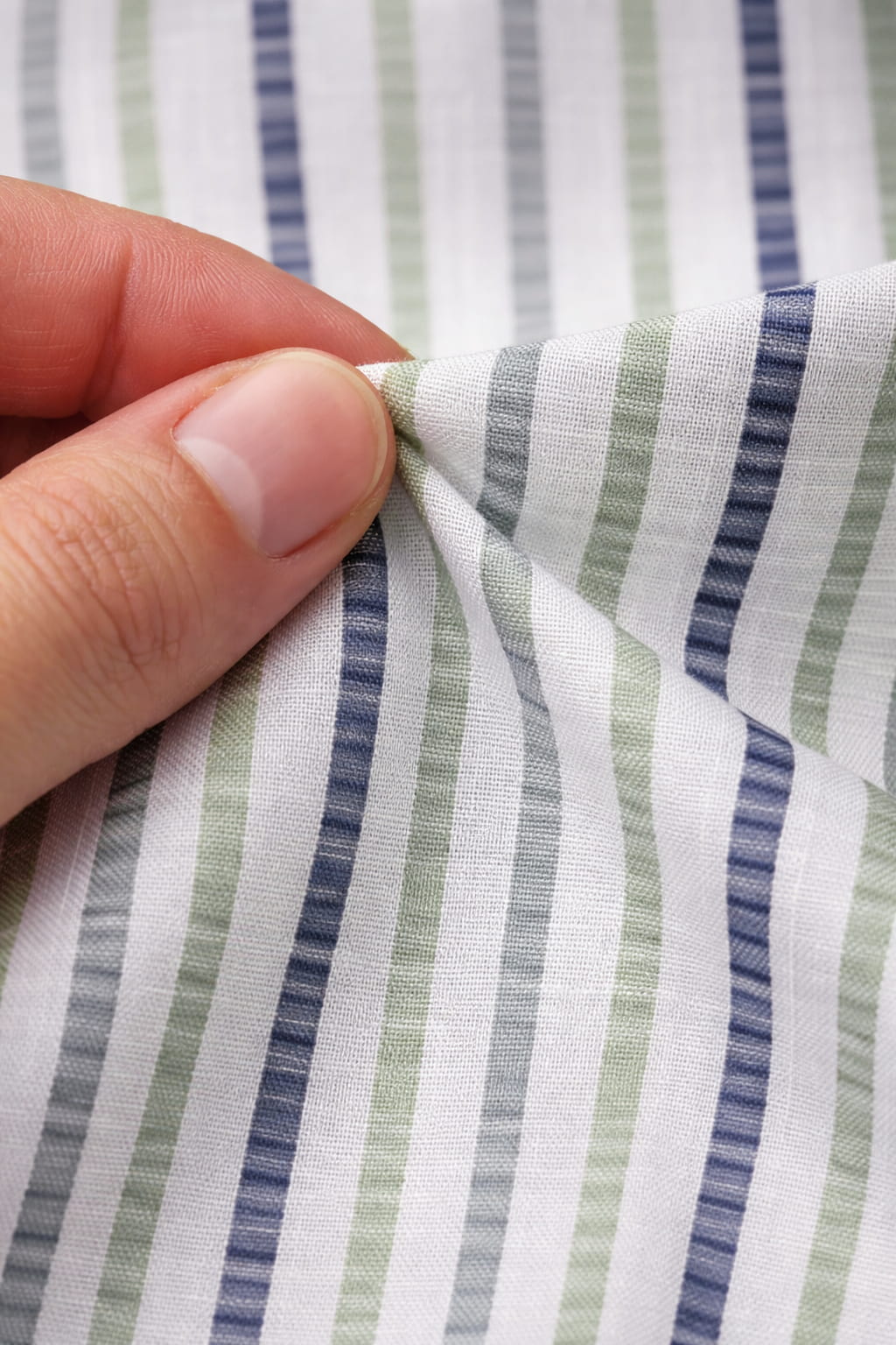 Men’s Olive Grey Striped Mandarin Collar Cotton Shirt