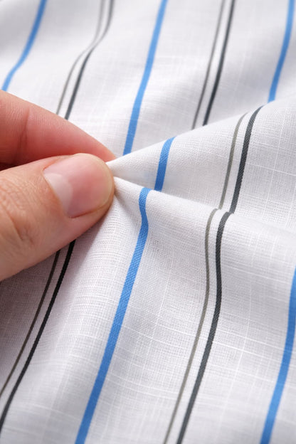 Men’s Light Blue Striped Cotton Shirt