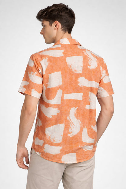 Orange Brushstroke Print Shirt