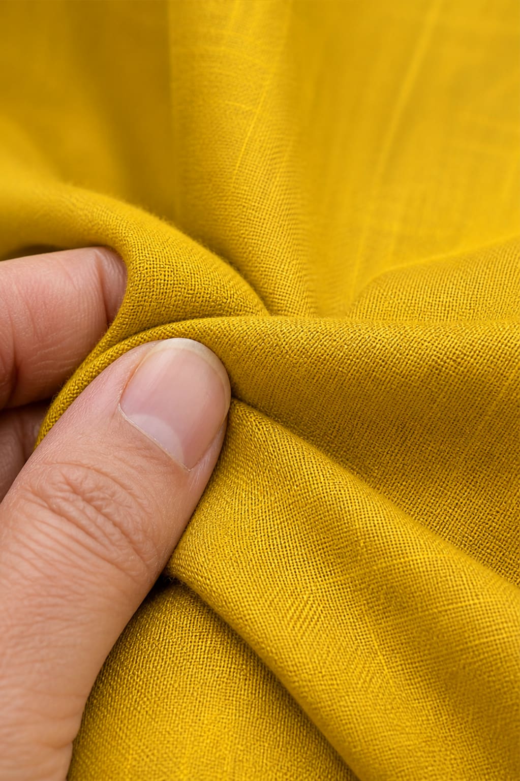 Mustard Yellow Mandarin Collar Cotton Short Kurta Shirt with Pocket