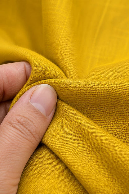 Mustard Yellow Mandarin Collar Cotton Short Kurta Shirt with Pocket