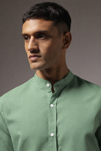 Green Solid Plain Shirt