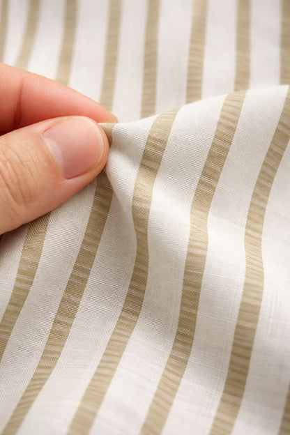 Beige Striped Mandarin Collar Short Kurta Shirt