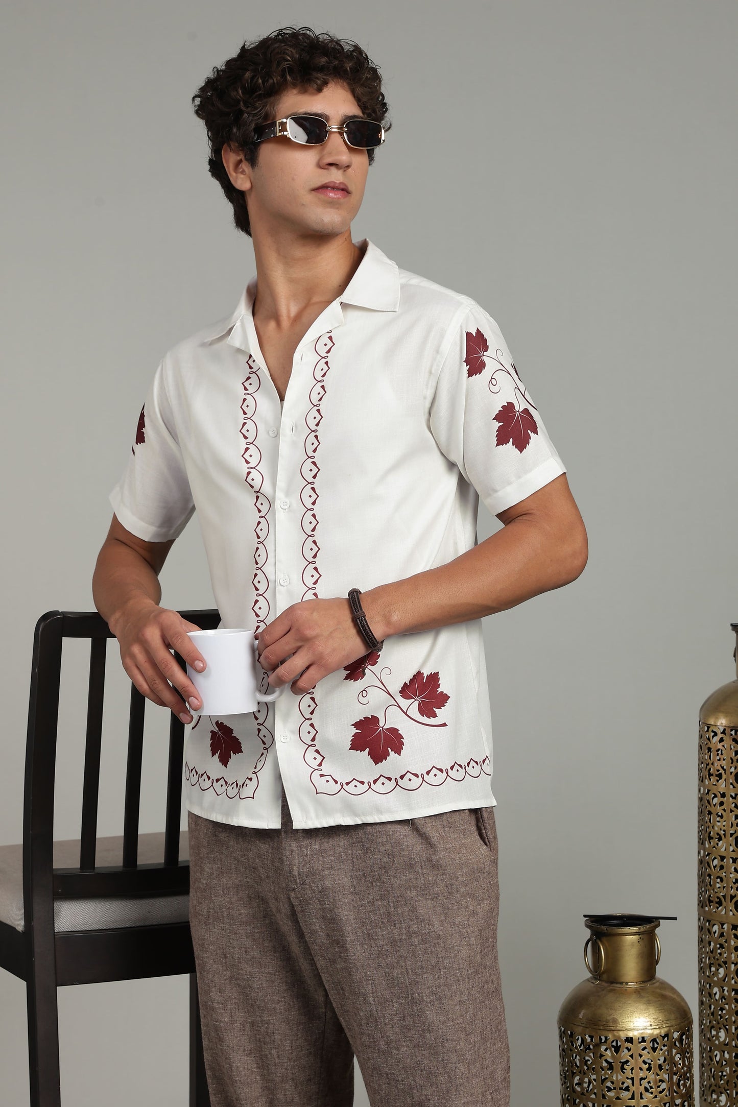 cream printed shirt 