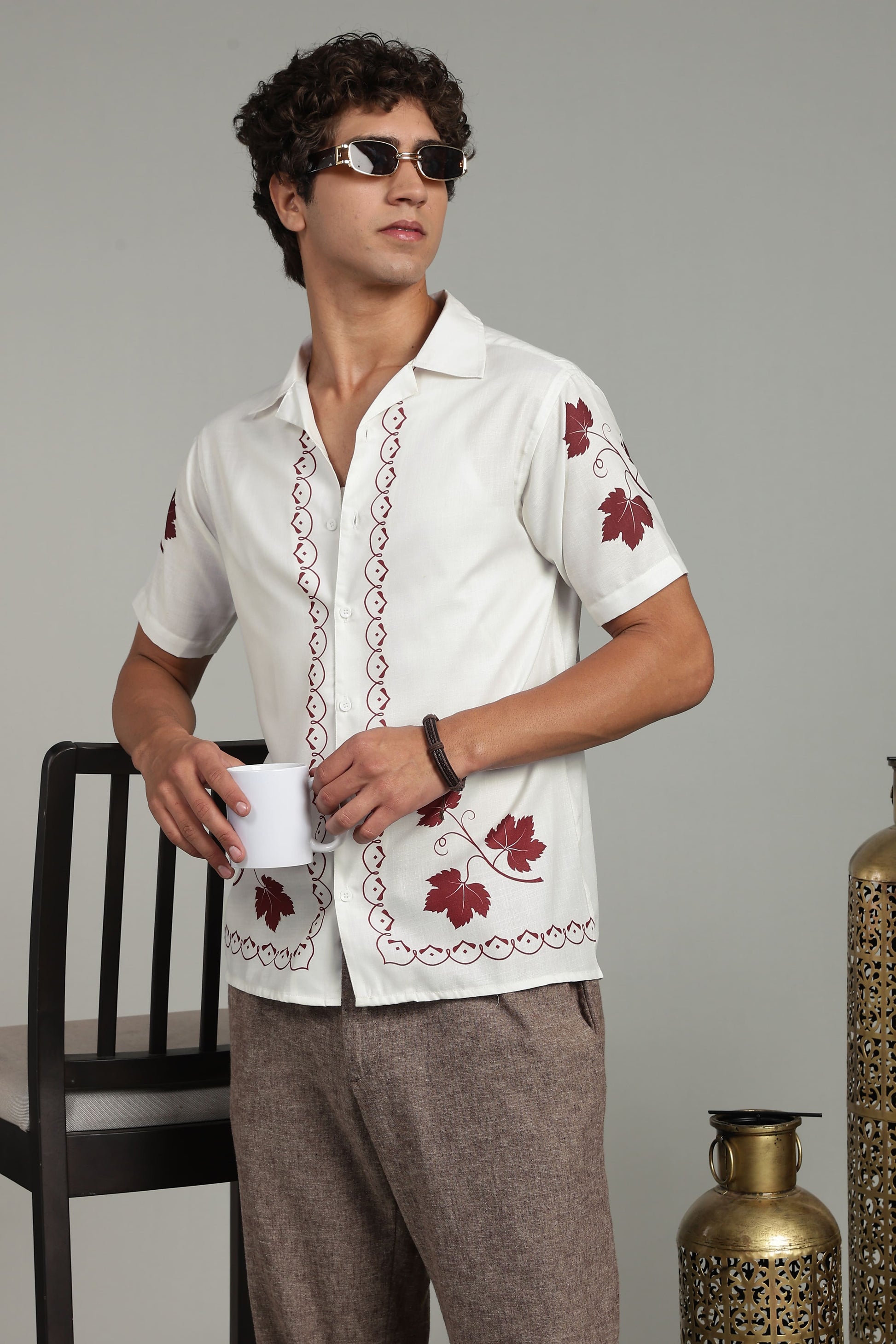 cream printed shirt 