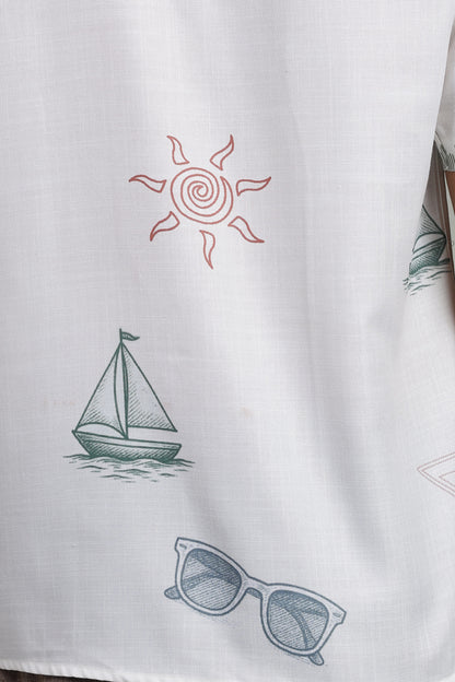 Ivory Coastal Sketch Panel Shirt