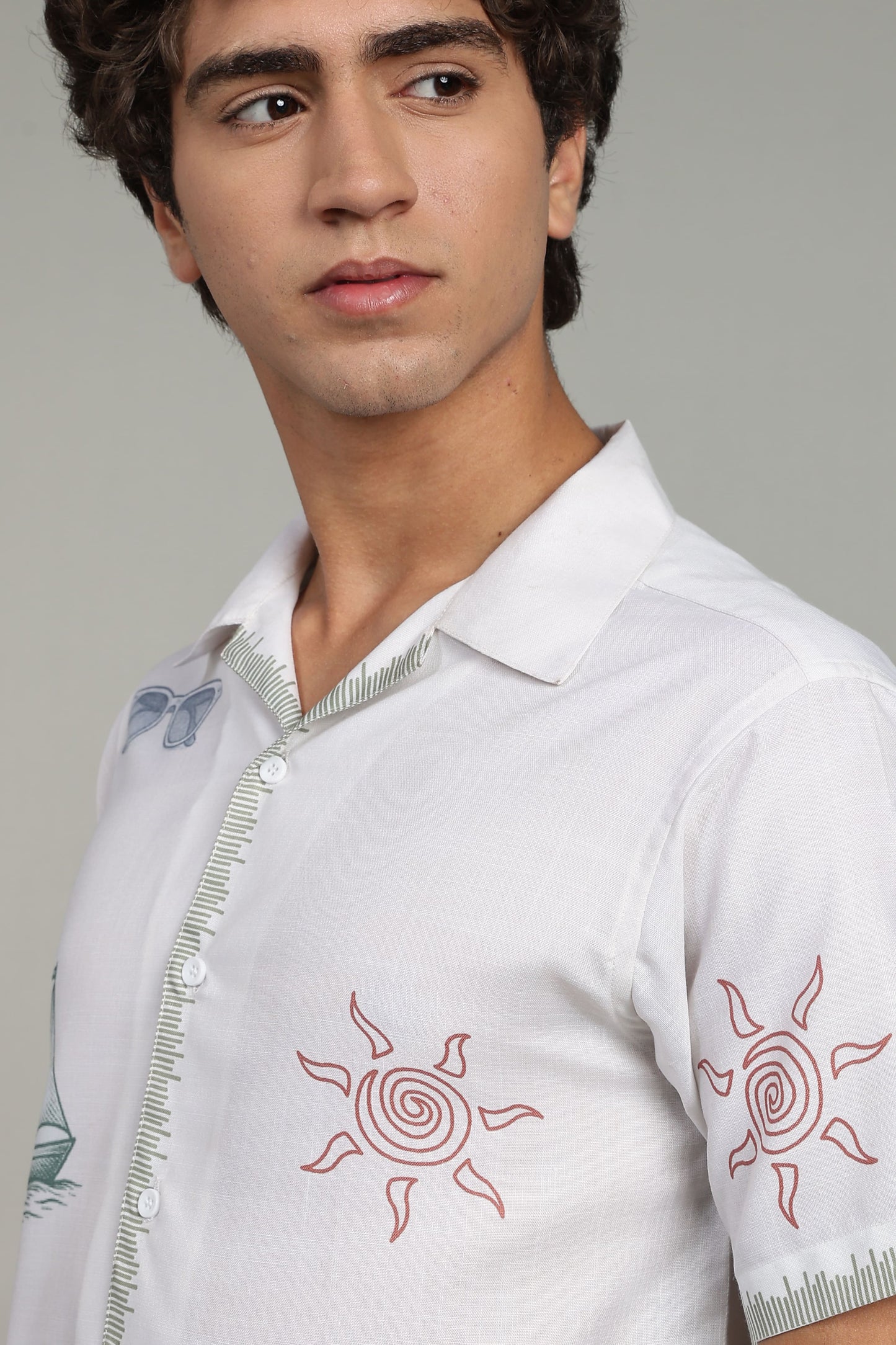 Ivory Coastal Sketch Panel Shirt