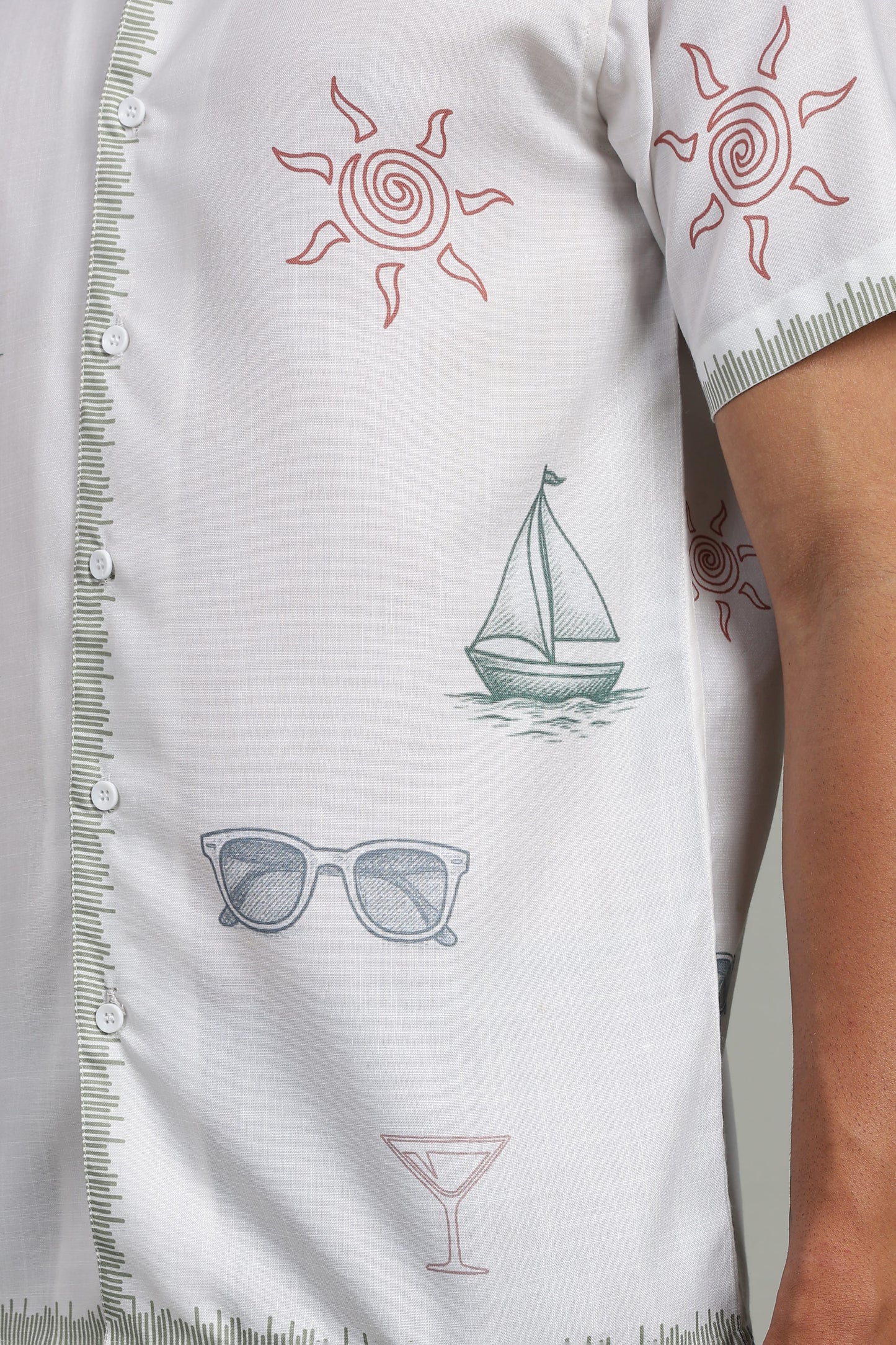 Ivory Coastal Sketch Panel Shirt