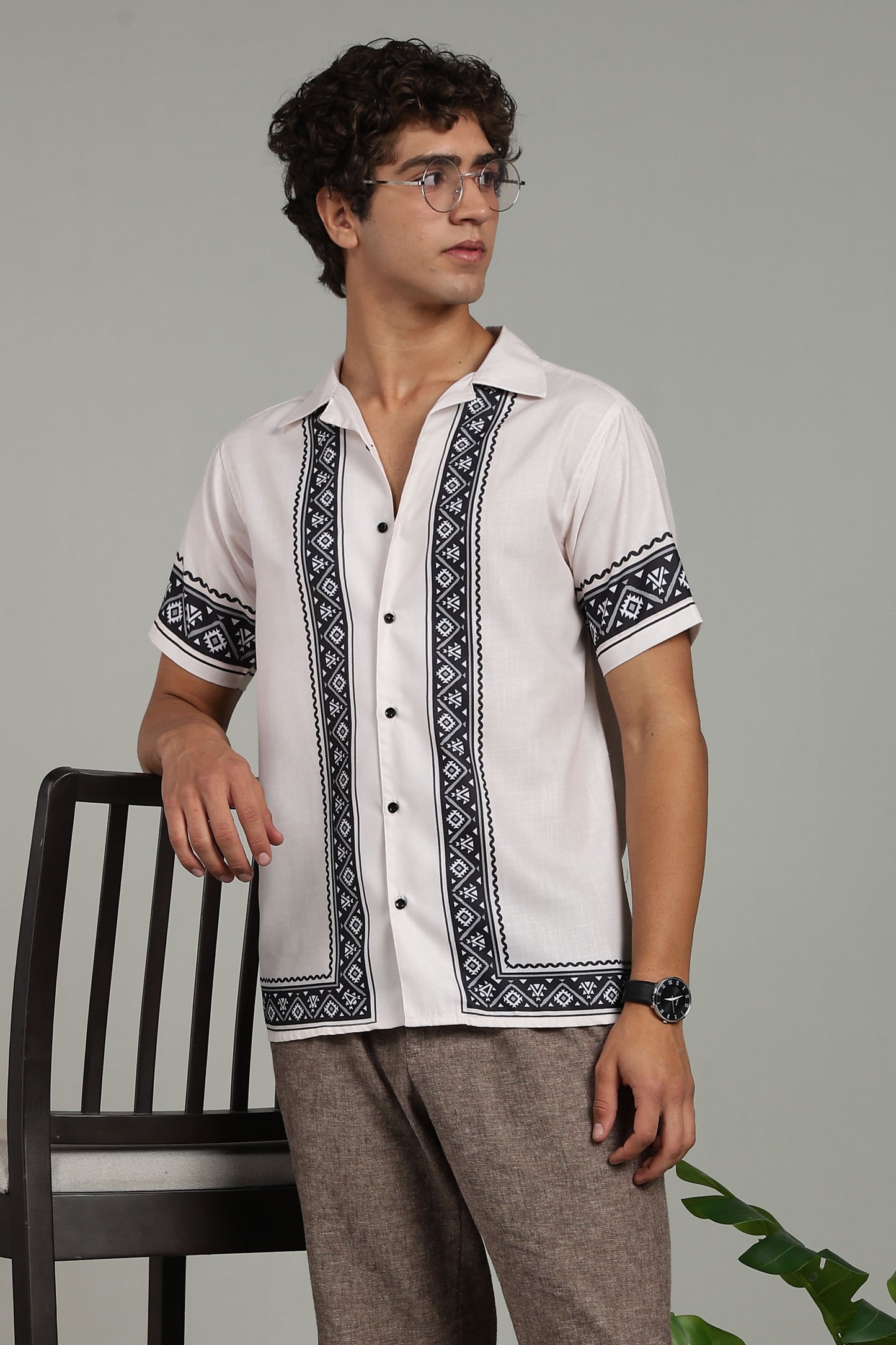 cream panel shirt 