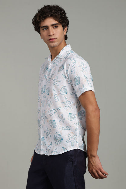 White Sea Shell & Starfish Print Shirt