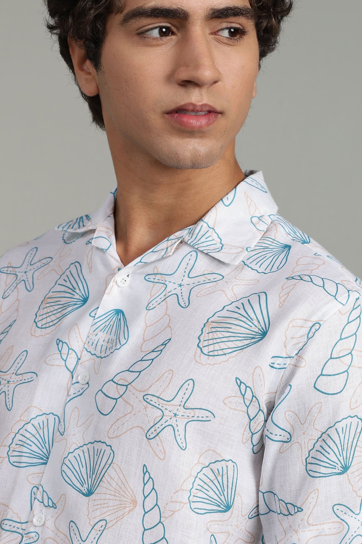 White Sea Shell & Starfish Print Shirt