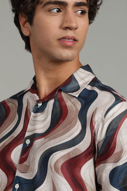 Multi-Color Wave Print Shirt