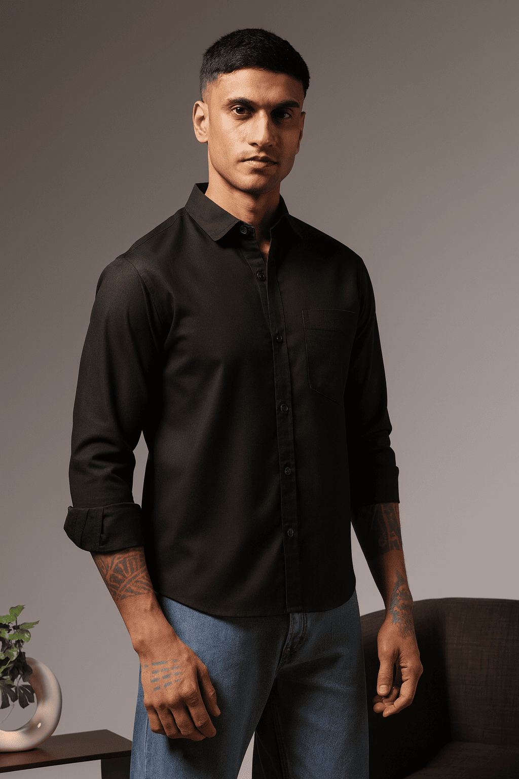 black plain shirt 