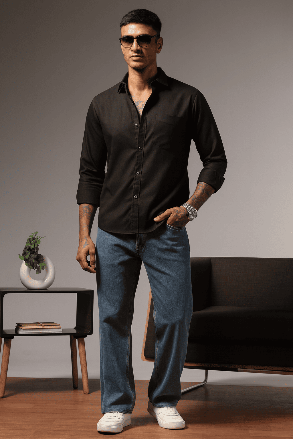 black plain shirt 